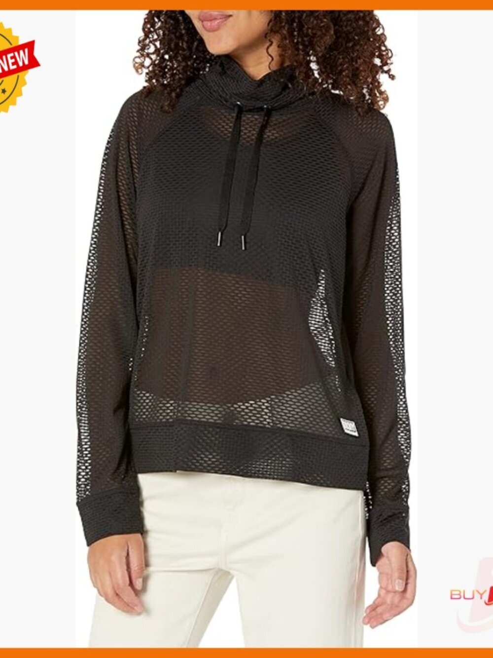 Mesh Funnel Neck Top for Layering Sporty Chic Style